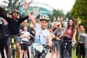 Gabriel Drups celebrates with all his supporters on the final leg of his ride Picture: SARAH LUCY BROWN