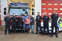 Be Lucky Anti-Crime Foundation founders Paul Stansby (centre-left) and Jamie Hart (centre-right) at the police and fire open day