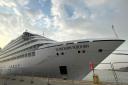 A luxury cruiser has docked  at Great Yarmouth for the day