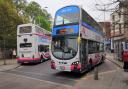 First Bus services on Castle Meadow in Norwich.