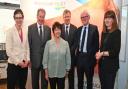 Pictured at the official launch of The Base are MP Chloe Smith, John Smith, Anne Oakley, Daniel Thrower, Norman Lamb and Nicki Rider.