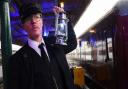 Conductor on the Polar Express, Paul Andrew Goldsmith, at the Mid-Norfolk Railway at Dereham.