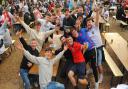 Fans getting ready for the England v Ukraine match at The Arena in Sprowston.