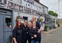 The Brickmakers current landladies Charley South, Emma Rose and Pam South with couple Claire and Dale Brooks (right) who are taking it on from January.