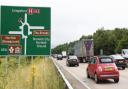 Cars approaching the Thickthorn roundabout on the edge of Norwich