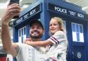 A family selfie with the Tardis for Grant Baxter and his daughter Imogen, eight, at the 2018 NorCon Sci-Fi Festival at the Norfolk Showground. Picture: DENISE BRADLEY