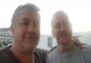 Mark Robinson (right) from Norwich with his best friend Chris Enmarch on the ferry back to Dover following a week-long trip to Ukraine