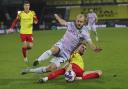 Teemu Pukki takes a tumble in Norwich City's 1-1 Championship draw at Huddersfield