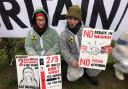 Anti nuclear protesters outside RAF Lakenheath