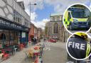 A woman has been taken to hospital after three fire crews were called to the city centre