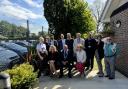 Around 30 people gathered for the unveiling of the new 'Happy to Chat' bench in Hellesdon