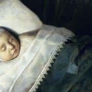 Painting: A child of the Honigh Family on its deathbed by an unknown artist