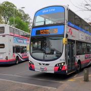 First Bus services on Castle Meadow in Norwich.