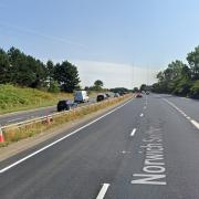 The driver was seen on the right-hand side of the A47 between Postwick and Brundall in Norfolk