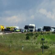 A woman has died after a crash on the A11 near Mildenhall on Wednesday