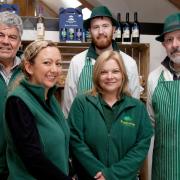 The Pantry at Intwood Farm, outside Norwich. Pictured from left are managers Nigel and Camilla Darling, butchers George Davies and Andy Platten, and staff member Jenny Blackmore (front)