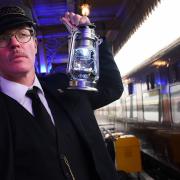 Conductor on the Polar Express, Paul Andrew Goldsmith, at the Mid-Norfolk Railway at Dereham.