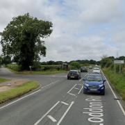 The junction between the A146 and Mill Road near Holverston, Norfolk.