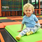 Two-year-old Aaro Gage, son of Naomi Gage, enjoying Jump Warehouse in Diss.