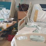 One patient took this photo of her bed at the NNUH in a ward where extra beds are being squeezed in to increase capacity