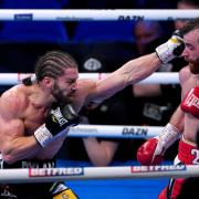 Rylan Charlton, left, on the attack against Luke Willis in Liverpool