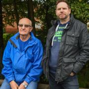 Ivan Lee and Jon Riley, residents from Horsford, who are worried about flooding. Picture: Danielle Booden