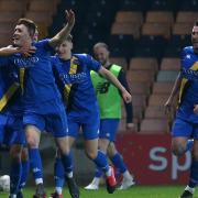 Sonny Carey celebrates his FA Cup winner at Port Vale