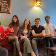 Aey Allen with staff at The VIne Thai in Dove Street, Norwich, which was forced to put its reopening plans on hold.