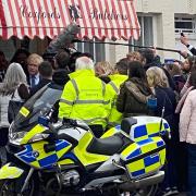 Sir Kenneth Branagh, filming a scene for the political drama This England, in character as prime minister Boris Johnson coming out of Coxford's Butchers in Aylsham's Market Place