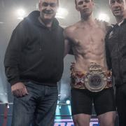 New WKO English 79kg pro K1 champion Dean Pattinson with Contenders promoter Steve Newman, left. Picture: BRETT KING