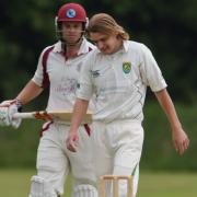 East Anglian Premier League cricket Swardeston ( batting ) against Great Witchingham - bowler James Spelman.Photo:Steve Adams