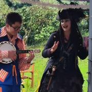 Joe Pollard and Sian Reeves performing for residents and staff at the Hawthorns Care Home in Unthank Road, Norwich