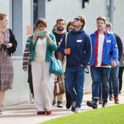 Broadland Food Innovation Centre manager Sarah Pierce (left) leads a tour of visitors around the new building on the Food Enterprise Park at Easton