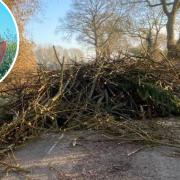 A huge pile of waste was dumped in a country lane, blocking it off to commuters - Picture: Terry Sharp / Submitted