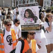 Family and friends take part in a silent vigil to mark the one year anniversary of the death of Zara Aleena last summer