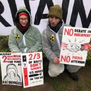 Anti nuclear protesters outside RAF Lakenheath