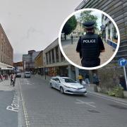 A man has been arrested on a busy city street during a police patrol