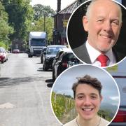 Parking tensions in the city suburbs are boiling over as a fire engine gets stuck on its way to a house fire. Inset: Councillors Dr Kevin Maguire (top) and Toby Bolton