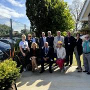 Around 30 people gathered for the unveiling of the new 'Happy to Chat' bench in Hellesdon