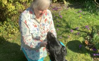 Karen Norton and her retired guide dog Holly