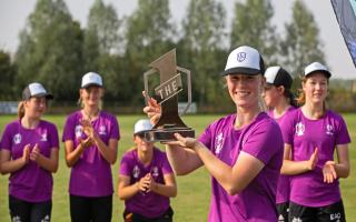 Norwich schoolgirl Maddy Reynolds celebrates her success at The 1 event in Nottingham