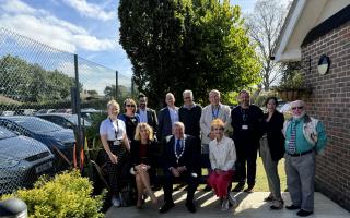 Around 30 people gathered for the unveiling of the new 'Happy to Chat' bench in Hellesdon