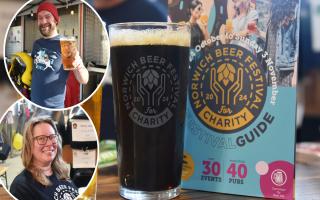 Norwich Beer Festival has returned for a one-off year of city-wide events. Inset: Sam Brown (top) and Lucy Cousins (bottom)