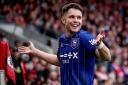 George Hirst celebrates scoring his first Premier League goal for Ipswich Town at Brentford last weekend