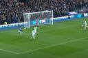 Leif Davis connects on the volley which put Ipswich Town 1-0 up against Leicester City