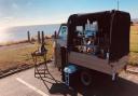 Barista Buoy, a converted Tuk Tuk selling Strangers Coffee, on Gorleston seafront at the far end car park along Marine Parade.