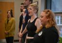 Amanda Henderson and the cast of Norwich's 2022 panto Jack and the Beanstalk on day 2 of rehearsals at Norwich Theatre Royal