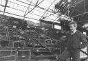 Norwich City manager Ken Brown surveys the damage following the Carrow Road fire in October 1984