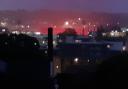 A mysterious red glow of stadium lights has caused a disturbance in the city