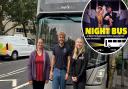 Norwich's late night bus service will be returning at the end of September. From left: Charlotte Melling, Nathan Wyatt and Olivia Hunt from UEA SU